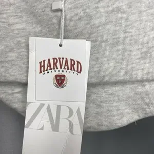 Zara Tops Nwt Zara Woman Harvard University Grey Embroidery
